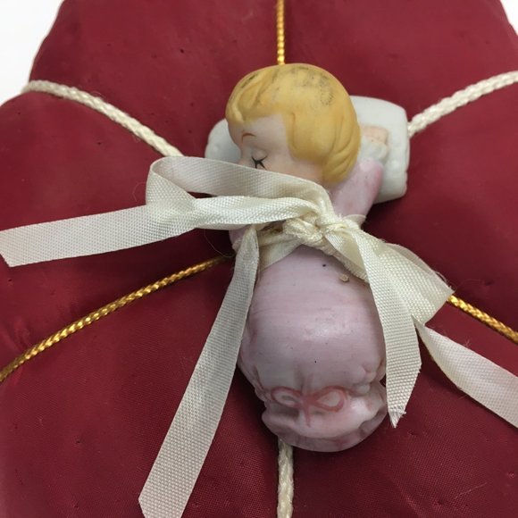 Vintage Pin Cushion with Bisque Sleeping Baby - Picture 2 of 6